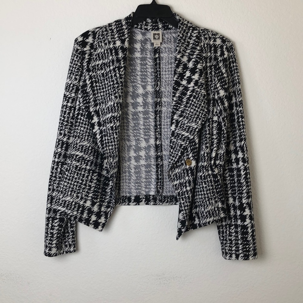 Black and White Cropped Jacket by Anne Klein